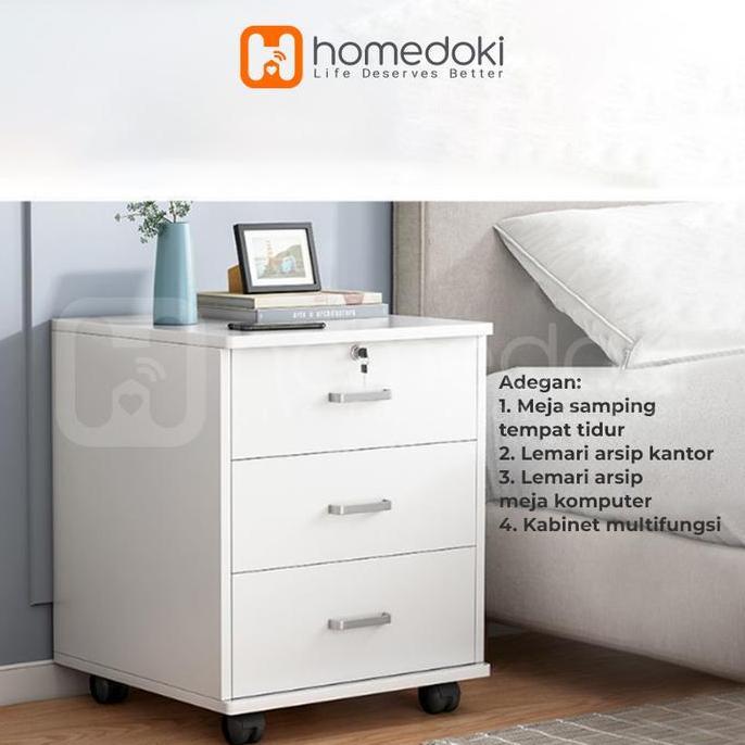 Homedoki Lemari Laci Penyimpanan / Nakas Ruang Kerja / Nakas Meja Kamar Tidur / Meja Nakas Minimalis