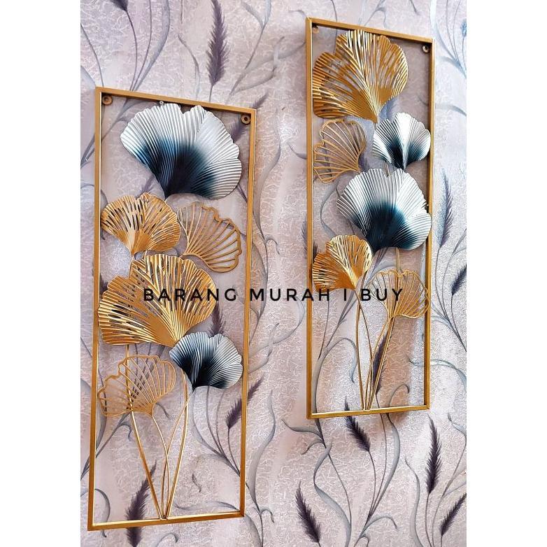 Hiasan Dinding Mewah Frame Metal Gold  Leaf Ginko Scandinavian/ Nordic / Ornaments Wall Decor Set