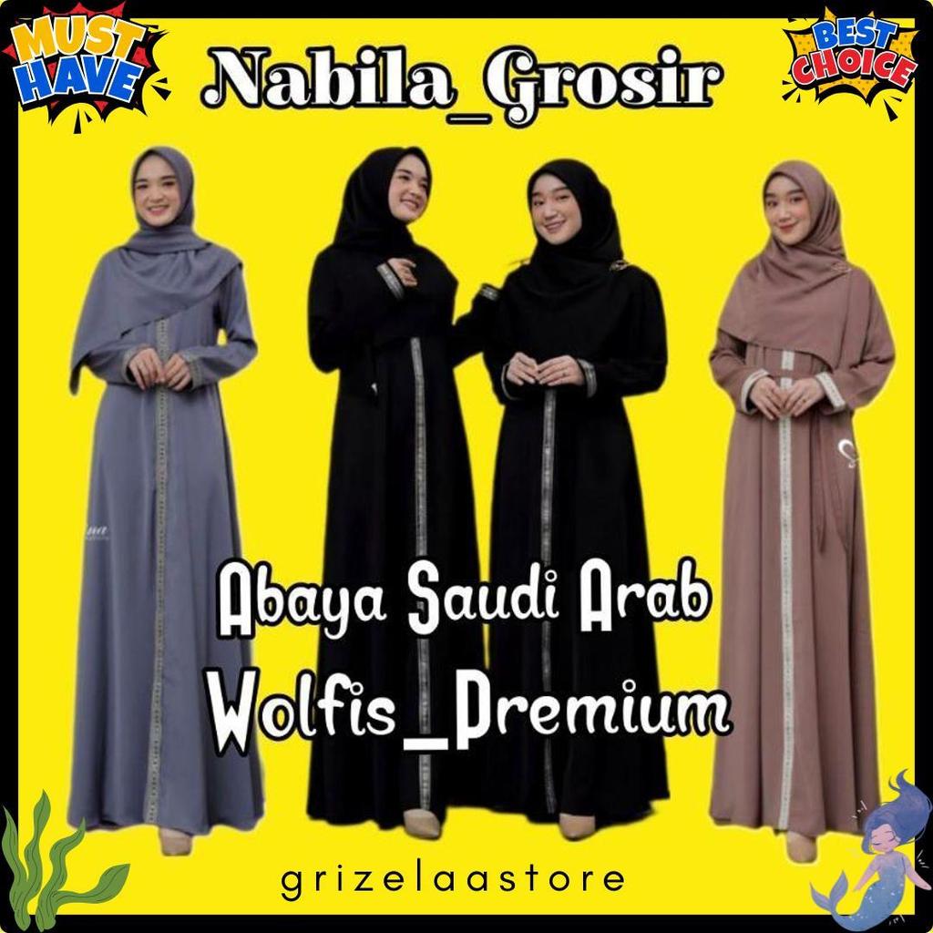 Bisa Cod Abaya Saudi Arab Wolfis Premium/Gamis Maxi Jumbo Panjang Motif Renda Arab Saudi/Gamis Abaya