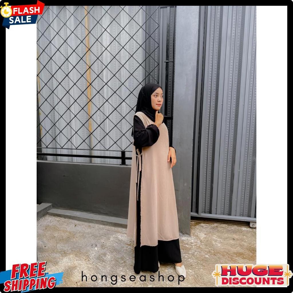 Special Price Safira Abaya Hitam Coksu Turkey Gamis Syari Muslimah Bahan Crinckle Coksu Kombinasi Hi