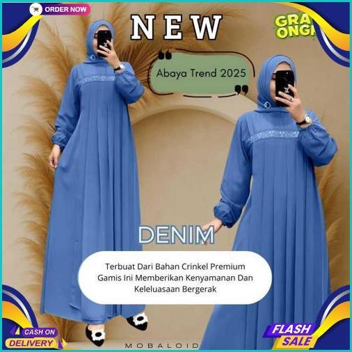 Bisa Cod Gamis Abaya Bahan Crinkle Airflow Premium Variasi Renda/Payet