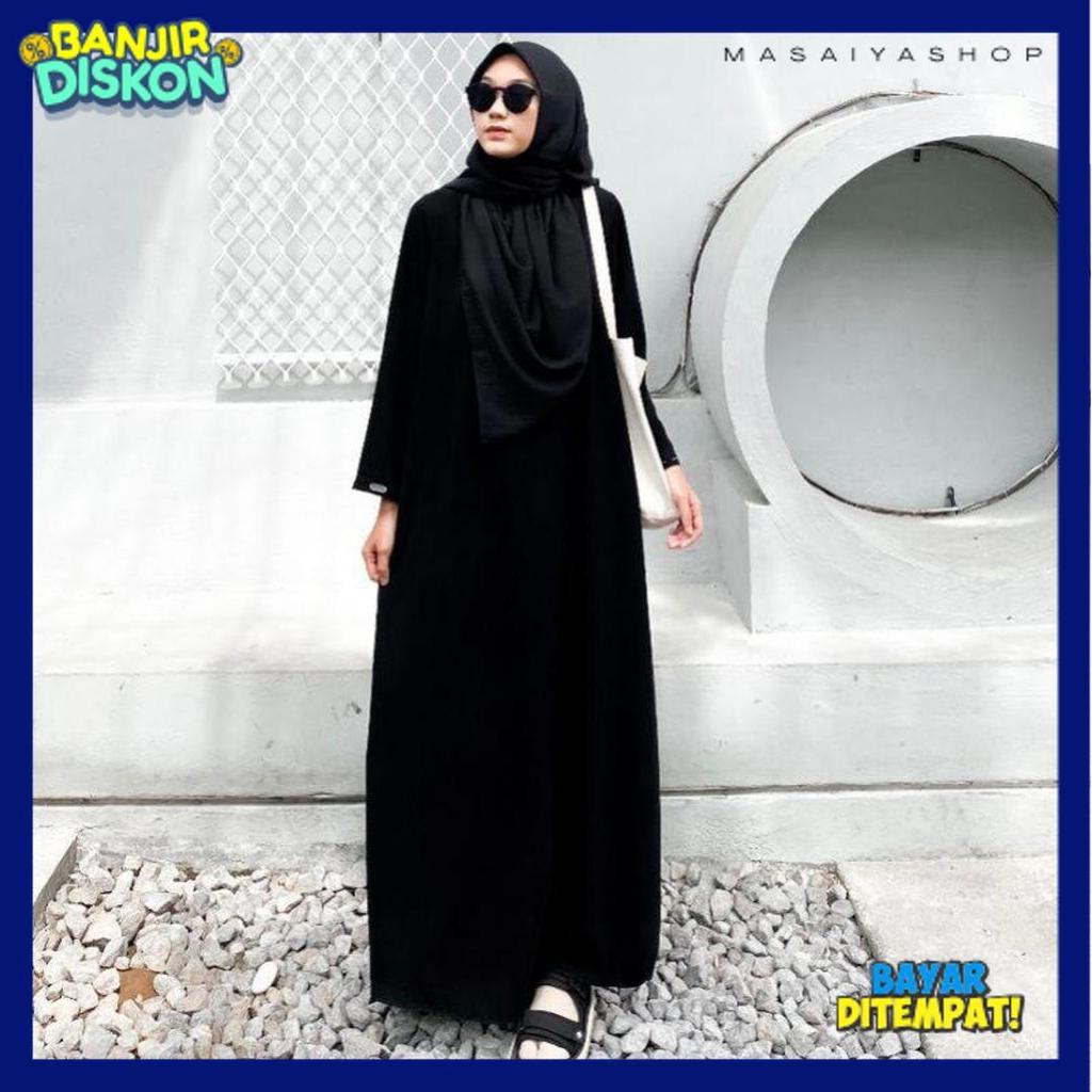 Diskon Abaya Polos Wanita / Gamis Santri Remaja Putri Terbaru Ukuran S M L Xl Xxl