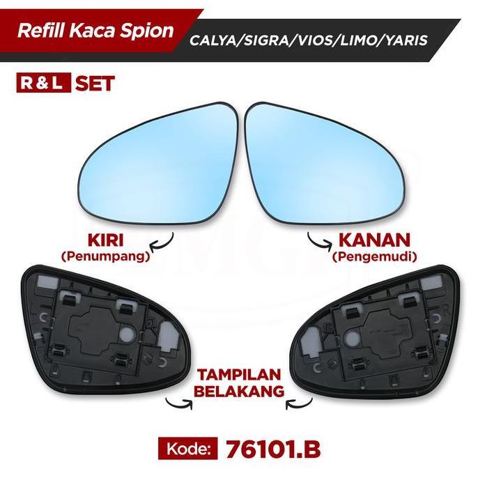 Kaca Spion Refill Biru SET - Spion Mobil Calya/Sigra/Vios/Yaris/Limo/Camry/Altis/Etios