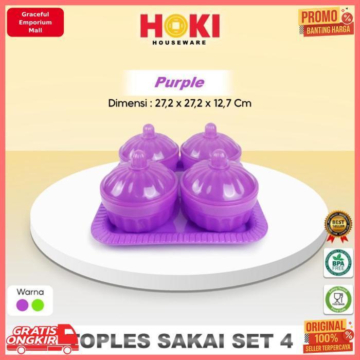 Murah Toples Nampan Sakai Set 4 / Toples Kue Kering / Toples Tempat Kue Lebaran Natal Imlek / Toples
