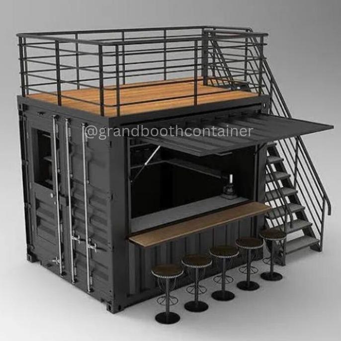 Terlaris Coffee Shop Container Rooftop 2 Lantai Ukuran 22 M Cafe Booth