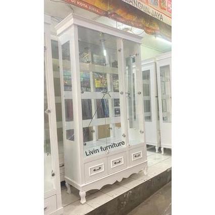 Sale Lemari Pajangan 3 Pintu Kaca