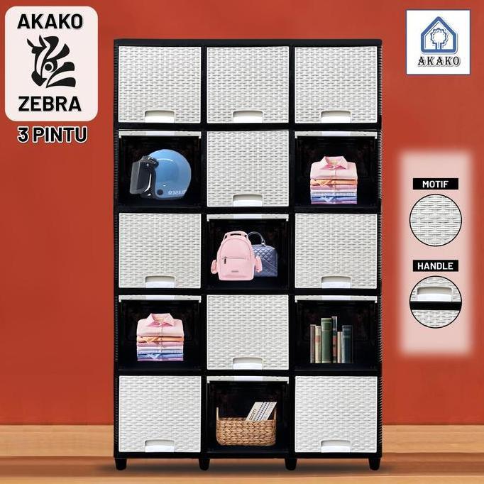 Promo Akako - Lemari Pakaian Plastik Akako Lemari Zebra 3 PintuSusun5