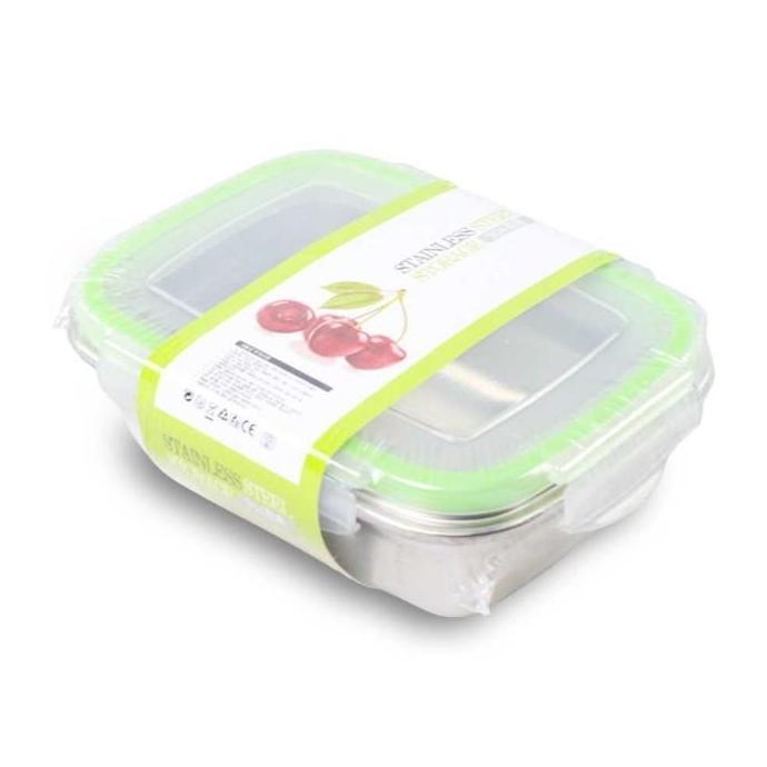 Kotak Makan Stainless Steel Anti Tumpah Lunch Box Metode Lock N Lock