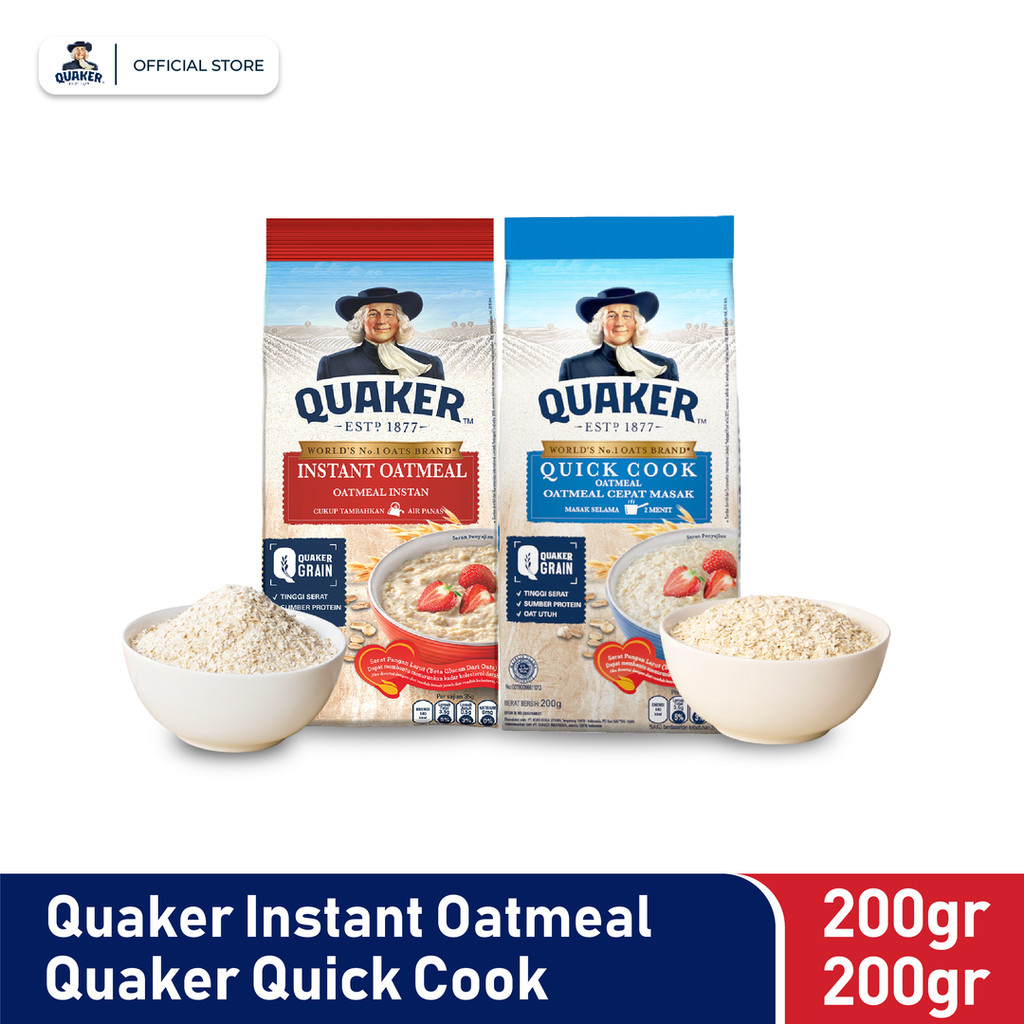 Quaker Instant Oatmeal 200 gr + Quaker Quick Cooking Oatmeal 200 gr