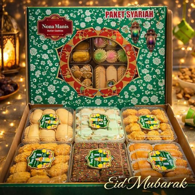 Apazada - Kue Kering Lebaran Nona Manis Syariah Halal / Hampers Kue Lebaran Paket 6 Toples Murah Ena