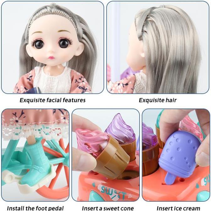 Mainan Mobil Es Krim Listrik Kereta Dorong Boneka dengan Musik dan Lampu Mainan Anak Perempuan PEM