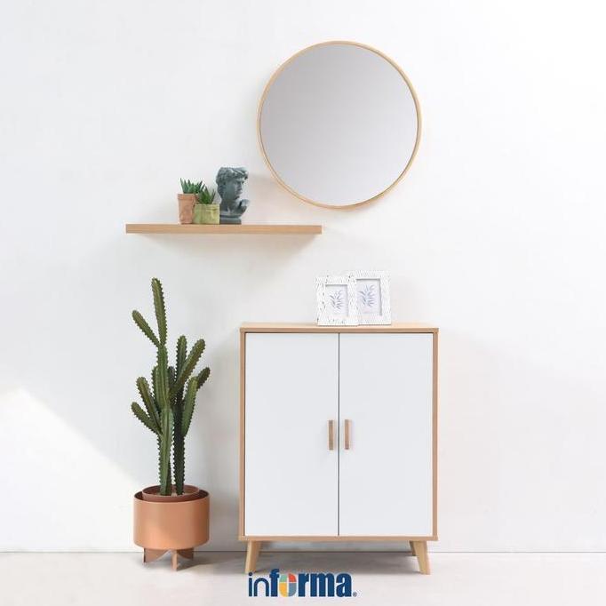 Terlaris Informa Grecia Lemari Kabinet 2 Pintu - Putih/Cokelat Oak Bufet Minimalis Kabinet Serbaguna