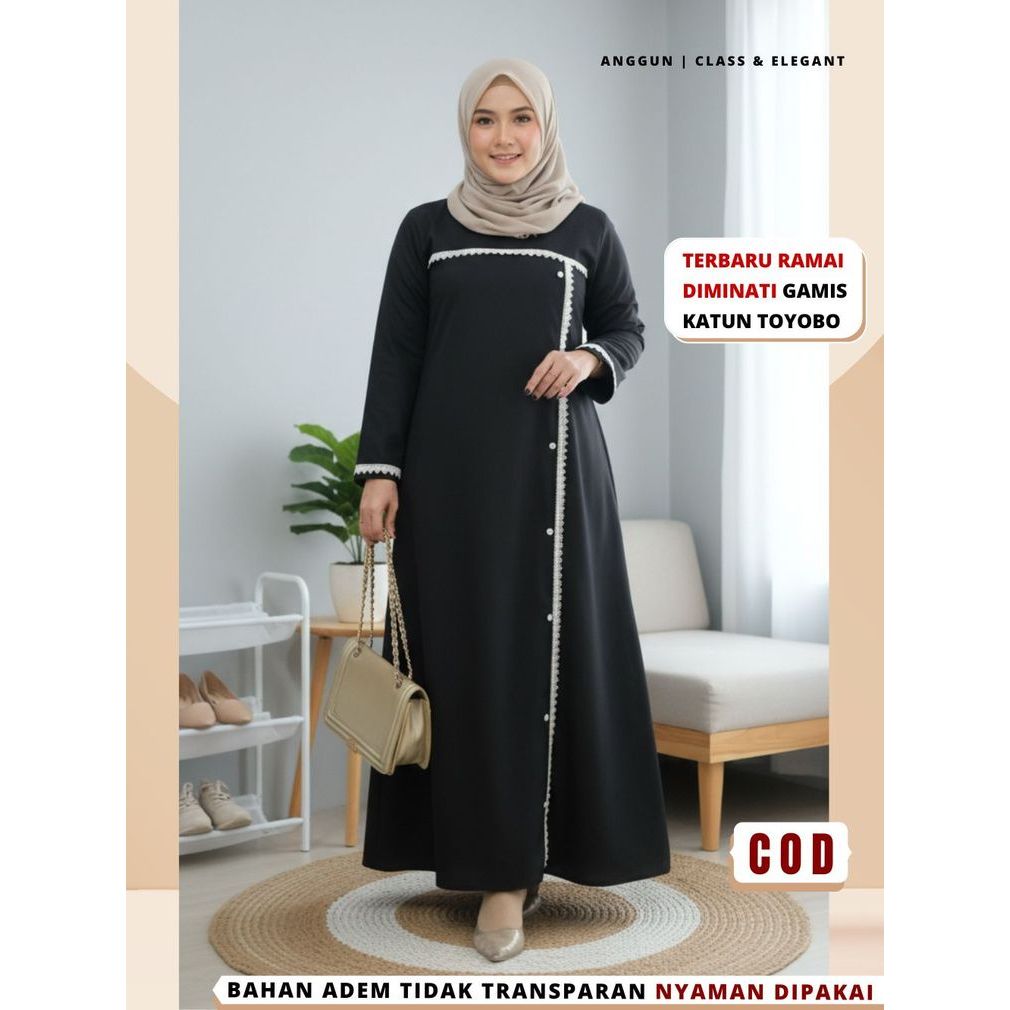 Baju Gamis wanita Remaja Dewasa Santriwati muslimah Kekinian Bahan Katun Toyobo Premium Jumbo A19