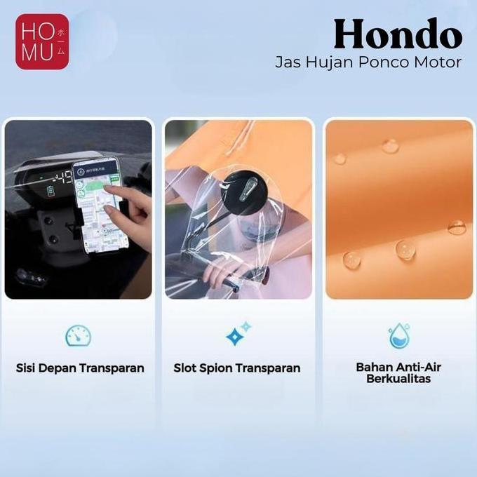 HOMU HONDO Jas Hujan Ponco DOUBLE PVC Premium