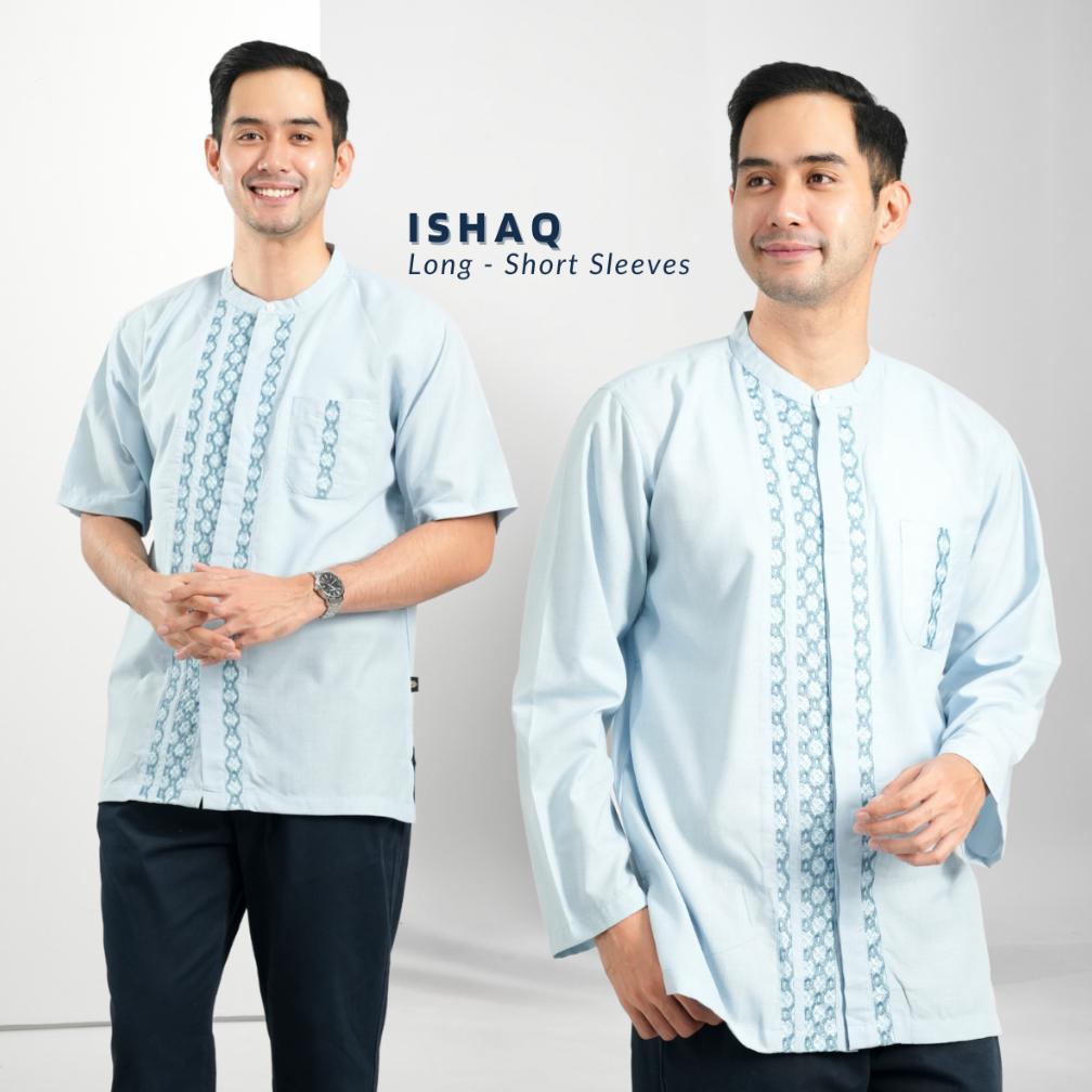 VELMOURA MUSLIMADANI BAJU KOKO ISHAQ REGULAR KOKO DEWASA LENGAN PENDEK DAN LENGAN PANJANG BORDIR KEM