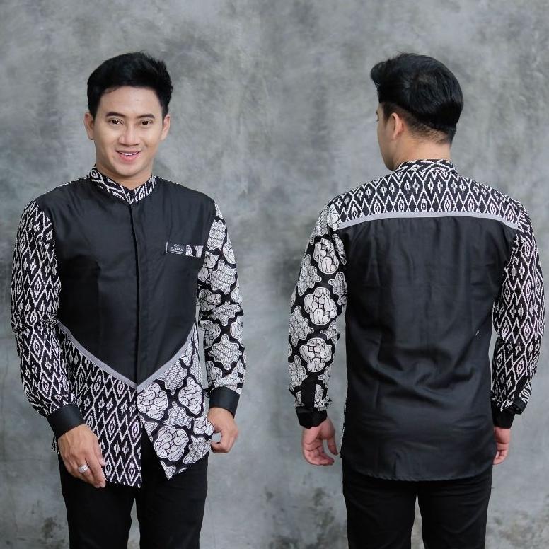 CALISTASPACE BAJU KOKO PRIA LENGAN PANJANG/ BAJU KOKO KOMBINASI BATIK TERBARU/ BAJU KOKO LENGAN PANJ