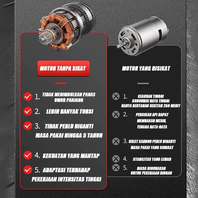 Soon- Decker Brushless Cordless Screwdriver 16.8V Bor Listrik Tanpa Kabel Bor Baterai Bor Tanpa Kabe