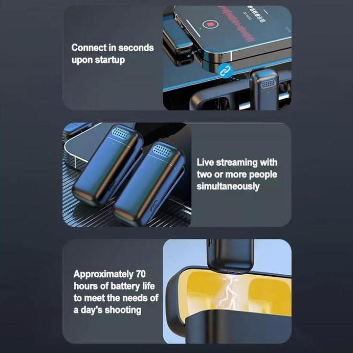 Mic Wireless Clip On Android   USB Type C Microphone Hp Vlog Live Podcast Vlogger