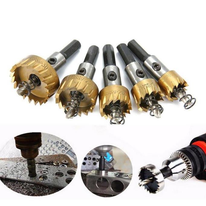 Soon- Mata Bor Pelubang Kayu Besi Plastik Metal Holesaw Carbide Hss 5 Set