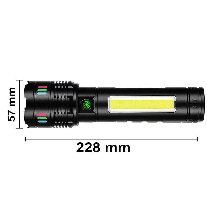 Senter Terang Elegan Zoom In Out 5 Mode Cahaya Led Cob Multifungsi Aluminium 707