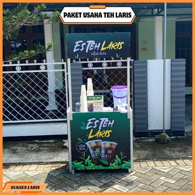 Terlaris Franchise Minuman Kekinian | Booth Portable | Paket Usaha Es Teh Laris | Meja Jualan Lengka