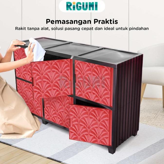 HEMAT BANGET - Rak TV Plastik Korea 6 Pintu Portable Modern Minimalis Meja TV Organizer Anti Air Ant