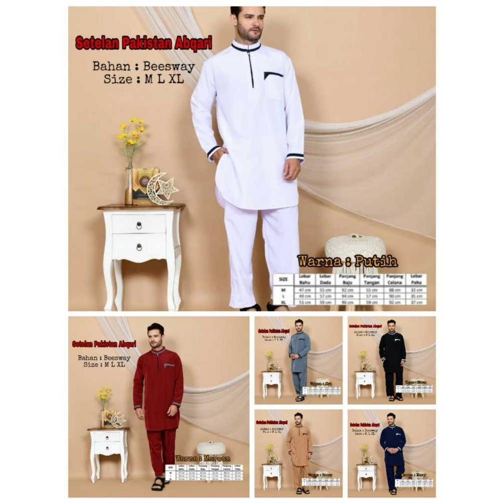 Setelan Pakistan Abqari  - Baju Koko Muslim Setelan Pakistan Dewasa - Koko Pakistan Dewasa Promo