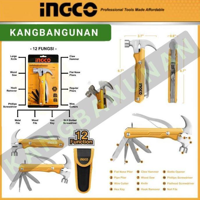 OSATQEF MARTIL MULTIFUNGSI PALU 12 MULTIFUNGSI INGCO HMFH0121 PAKU PISAU UKIR