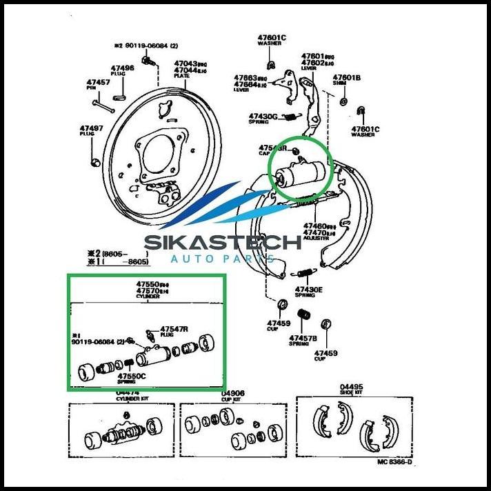 DISKON 47550-20120 RIGHT REAR WHEEL BRAKE CYLINDER ASSY / MASTER REM BELAKANG KANAN 11/16" TOYOTA CO