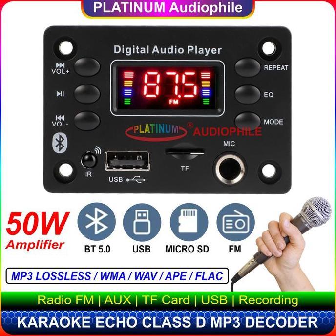 ESOKUIKI Modul Mp3 Amplifier 50W Bluetooth Karaoke Microphone Echo 136BT