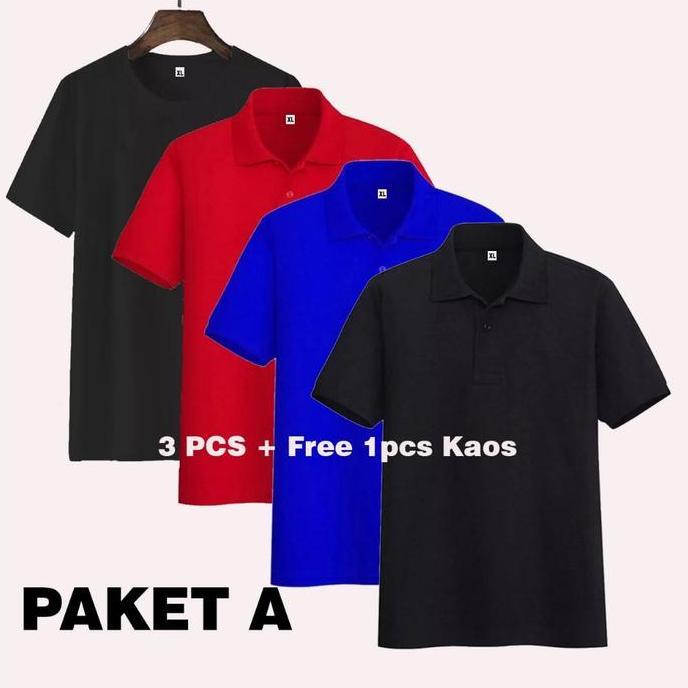 Termurah / Hot Sale Liso.Wear 1Paket 3Pcs 115Rb+Free 1Pcs Kaos Polos Hitam | Kaos Kerah Pria Polo Sh
