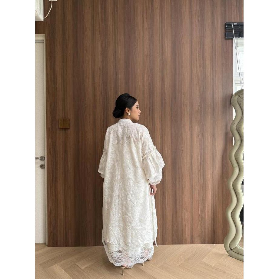 MINEWEAR - KHAI RAYA ABAYA - ABAYA REGULER/JUMBO WANITA BROKEN WHITE LC