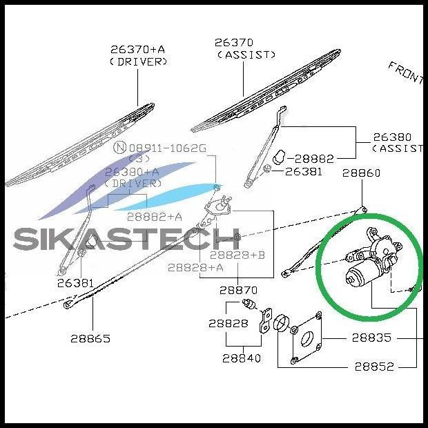 TERLARIS 28815-55G00 FRONT WINDSHIELD WIPER MOTOR ASSY / DINAMO PENGGERAK WIPER DEPAN NISSAN TERRANO