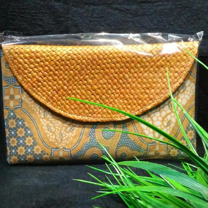 clutch batik lawasan anyaman pandan dompet tas gift khas Indonesia 002 LL