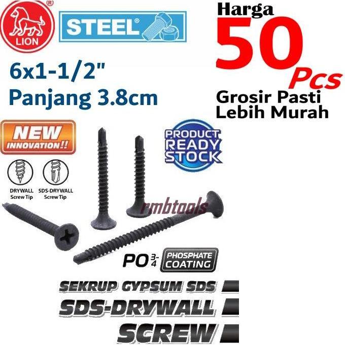 Sekrup Drywall SDS 6 x 1,5 / Sekrup Gypsum SDS #6 x 1,5 Panjang 3.8cm ready