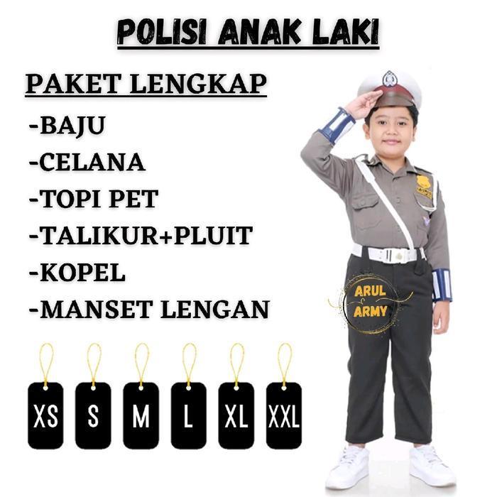 Bisa Cod - Cod Baju Seragam Polisi Anak Setelan Anak Polisi Seragam Tk Paud Pocil Polisi Lantas Anak