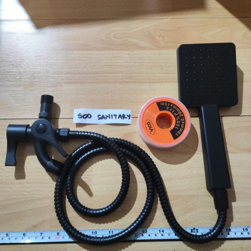 [ Paket Shower ] Hitam Dof Dan Kran - Shower + Kran Double + Seal Tape + Bracket Shower Hitam