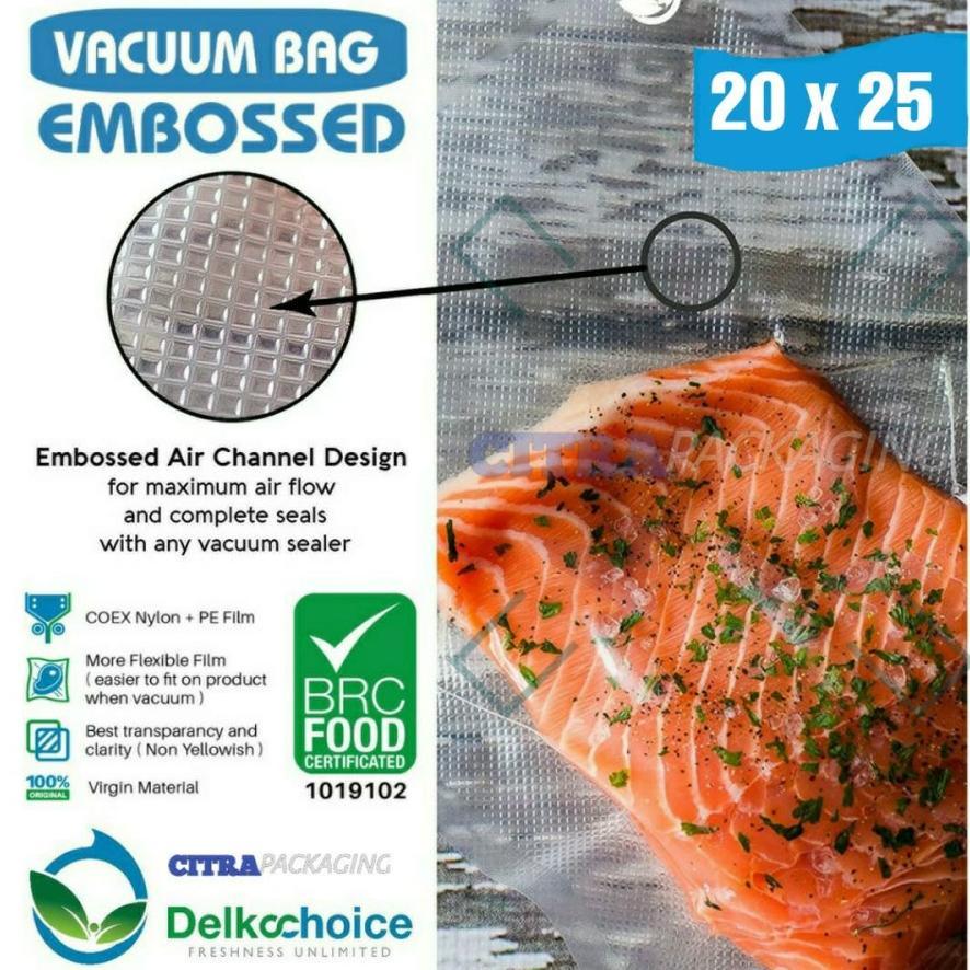BESTPROMO DELKOCHOICE PLASTIK VACUUM EMBOS EMBOSS EMBOSSED VACUM BAG SEALER MAKANAN UKURAN KECIL