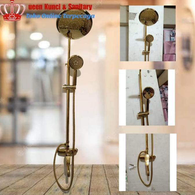 Shower Coloum Bulat Gold Kuningan/Shower set Kamar Mandi Gold