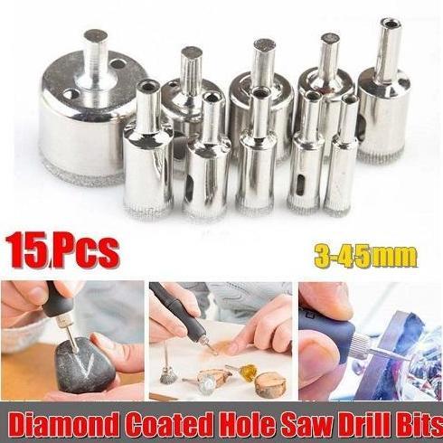 MATA BOR KACA 15 PCS 3MM-45MM BOR LUBANG BERLIAN KACA MARMER HOLE SAW