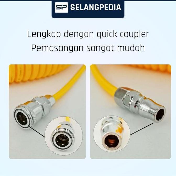 Kirimkirim- Selang Recoil Hose Polyurethane Pu Taiwan Kompresor Angin Od 12 Mm X Id 8 Mm Termasuk In