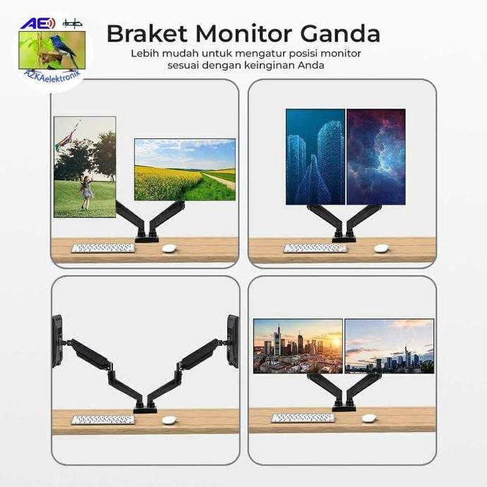 TERMURAH - Bracket Monitor Dual arm 13 - 27 inch double arm monitor LED