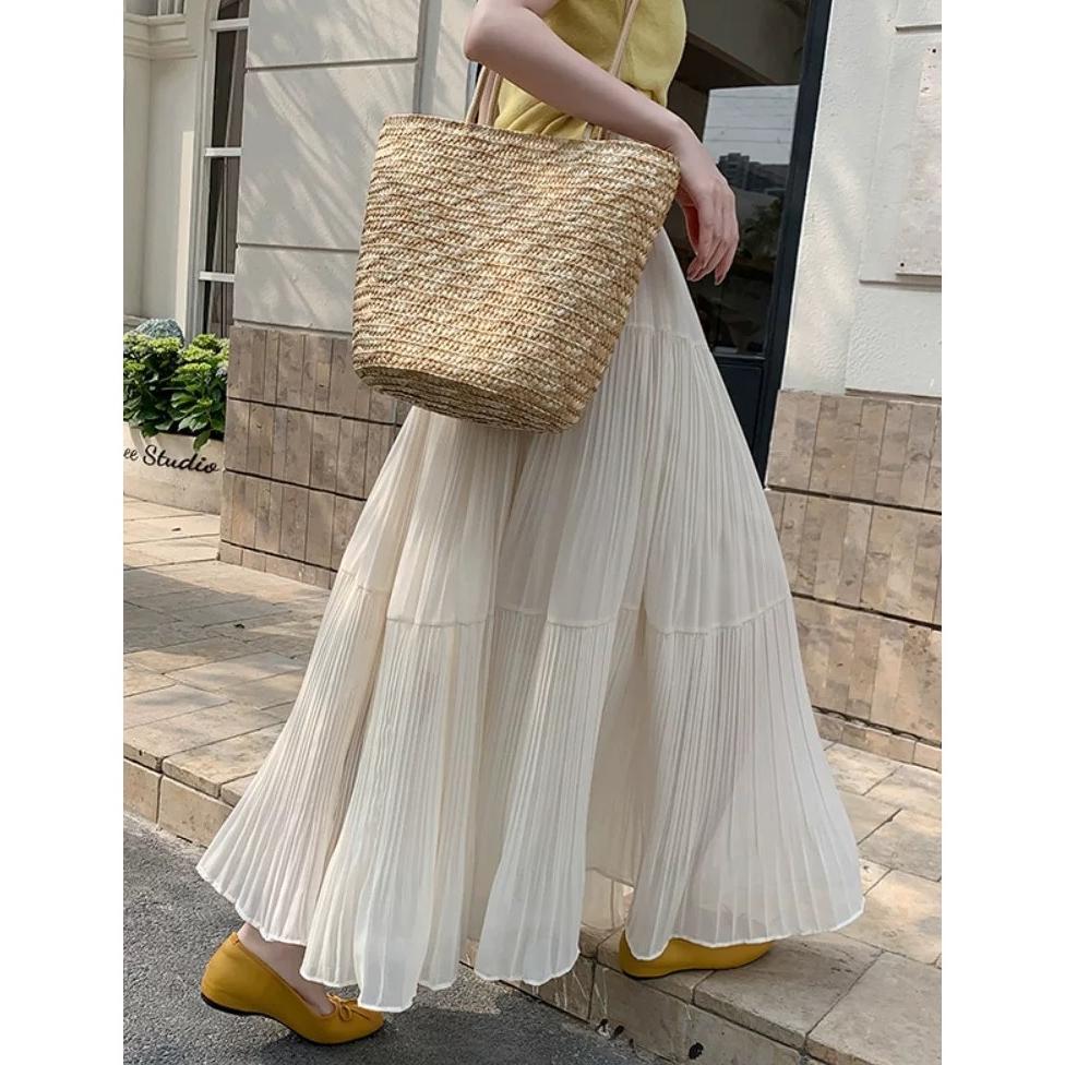 Termurah / Hot Sale Reiko Skirt / Rok Panjang Susun Wanita Sifon Plisket Crinkle Layer Maxi Skirt Ro