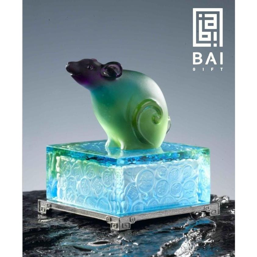 Patung Shio Tikus Krystal Pajangan Shio Tikus Krystal Hadiah Premium