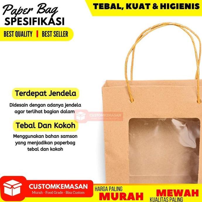 Pacnpac- Paper Bag Jendela Isi 12 Pcs  / Kantong Kertas Coklat / Paper Bag / Tas Makanan / Paper Bag