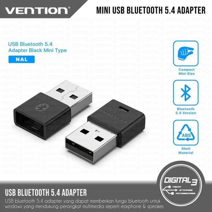 TERBARU - VENTION USB Bluetooth 5.4 Dongle Adapter Receiver for PC Windows Earphone Speaker Printer 