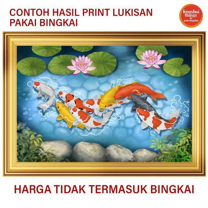 Lukisan Ikan Koi Digital 60x90 tanpa bingkai Feng Shui