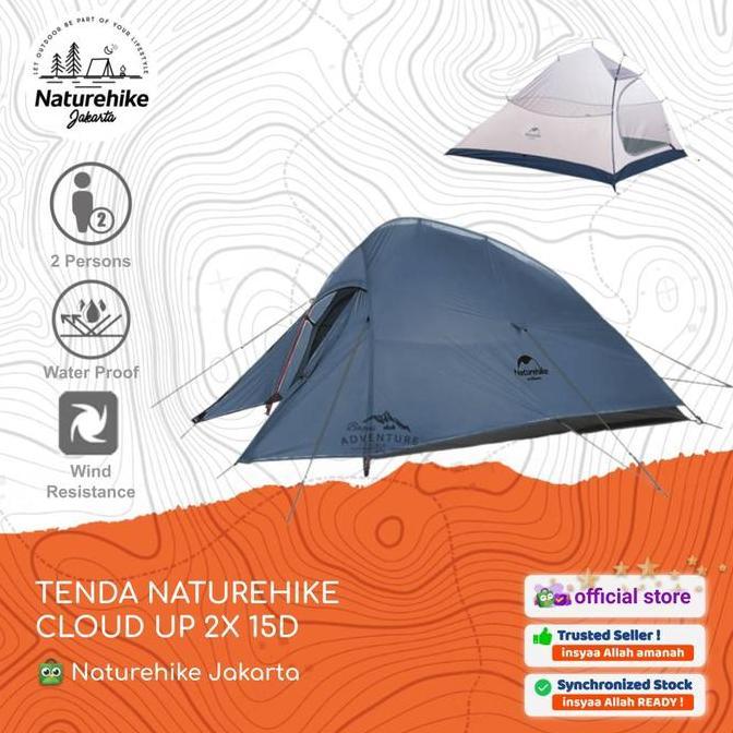 Terlaris Tenda Cloud Up 2X 15 D / 20D Naturehike Nh17T001-T 2 Orang Camping Ultralight