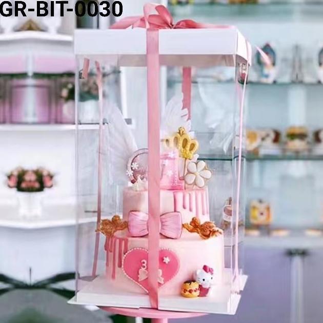 GR-BIT-30 Kotak dus cake glass mika box tunangan kue transparan 30cm