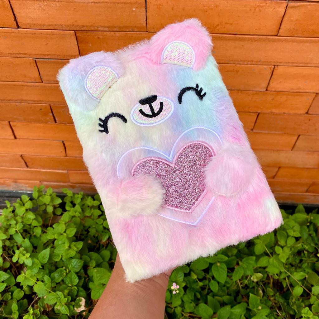 Notebook Bulu Diary Unicorn Bulu Fur Squishy Buku Tulis Anak Kuda Pony